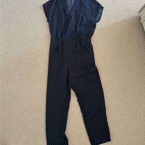 J. Crew Navy Polka Dot Jumpsuit